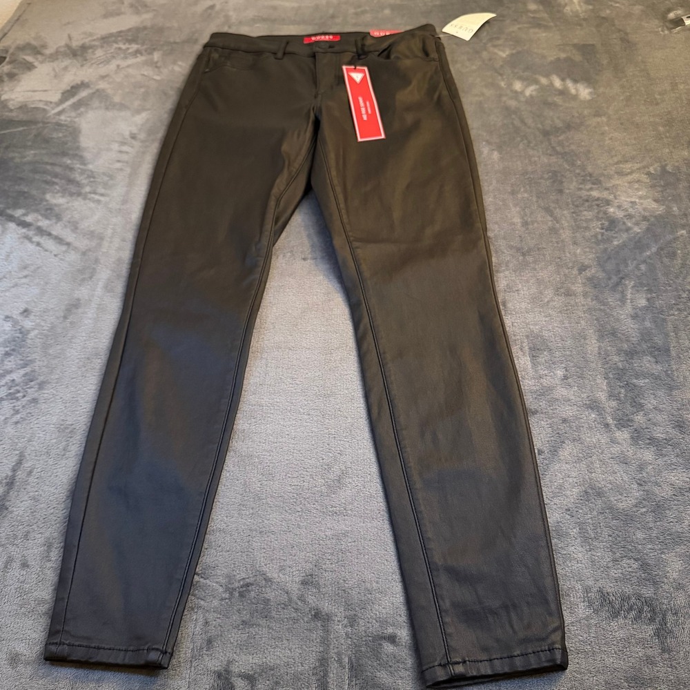 Guess Mid Rise Skinny Stretch Denim Black Pants Woemns 10/30‎ 30x28" NEW